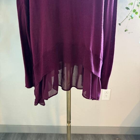 Torrid Burgundy V-Neck Long Sleeve Top Chiffon Hem Women 0 Large Fall Winter - Picture 4 of 9